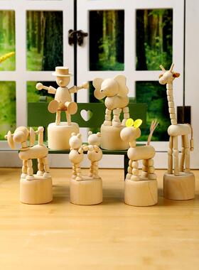 可爱木偶可动木头人摆件桌面装饰品小摆设儿童小玩具创意生日礼物