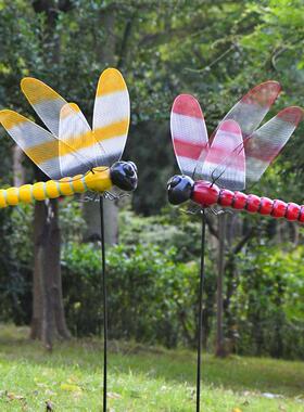 庭院花园装饰彷真动物铁艺蜻蜓插件公园草坪摆件户外园林景观雕塑