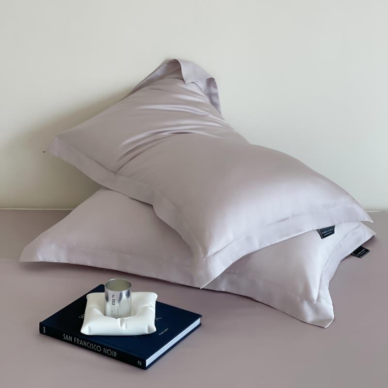 罗兰禧约60S高端莱赛尔纤维天丝枕套单人枕纯色单人枕头套一对装 - 图0