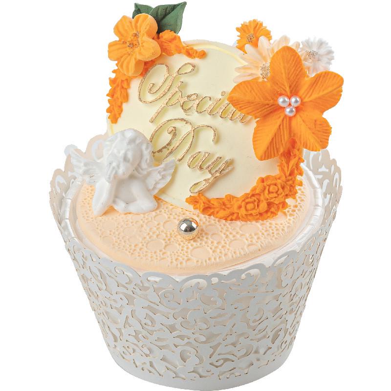 仿真甜品台摆件翻糖纸杯蛋糕模型橙婚礼布置装饰橱窗场景拍照道具