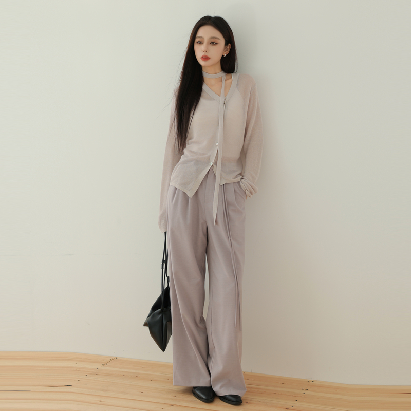AIRIQI奥莱女装高腰休闲裤时尚百搭极简显瘦抽绳长裤裤AH43CK099 - 图2