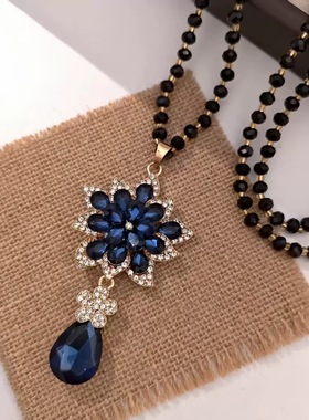 铜合金【蓝色水滴+蓝色花朵毛衣链】XZ-084