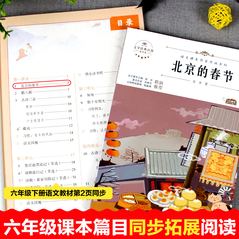 北京的春节 老舍经典作品散文集 六年级课外阅读书籍下册 小学语文同步适合六年级学生阅读书籍课外书读老师上册全集 - 图0