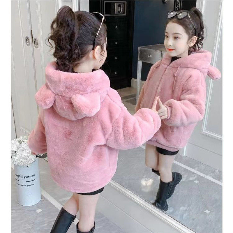 女童加厚仿皮草棉服外套冬装保暖中长款加绒可爱新款宝宝,淘宝优惠券,粉丝福利购,淘宝优惠卷