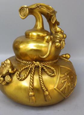 纯铜葫芦金蝉福字葫芦福运到家居店铺客厅玄关装饰品风水摆件