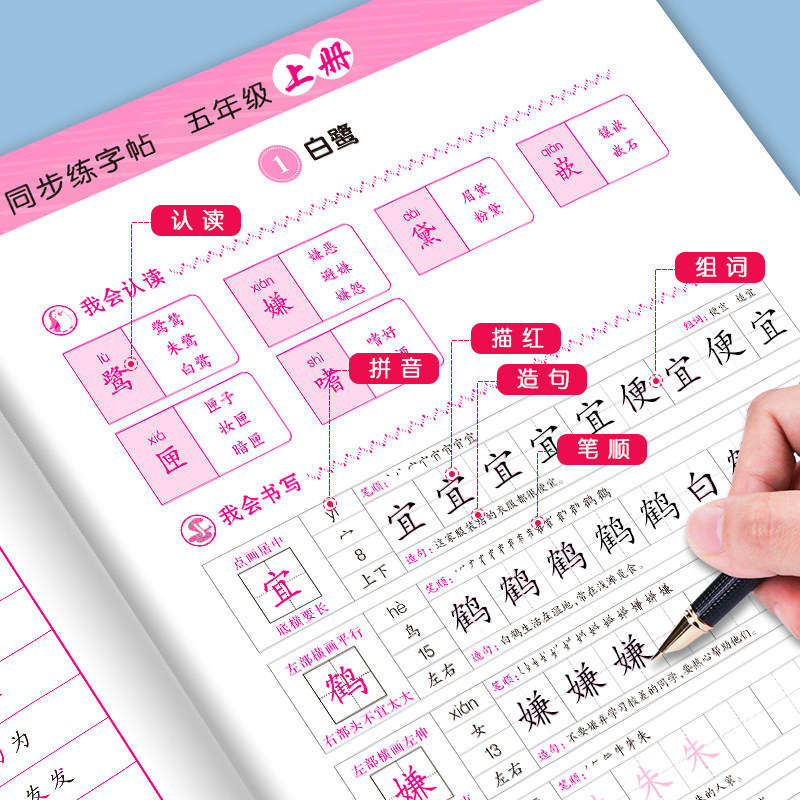 小学语文同步练字帖人教版教材一年级二年级三四五六上册下册小学生正版练字生字练习笔顺笔画每日一练寒假写字课课练上下