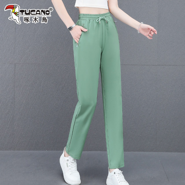 Woodpecker Ice Silk Pants Casual Pants Loose Straight Long Pants