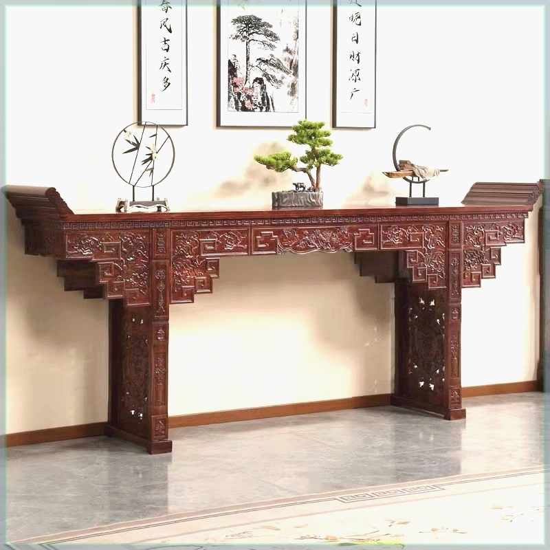 实木老榆木中堂六件套农村堂屋条案八仙桌中式仿古供桌香火桌佛台 - 图3