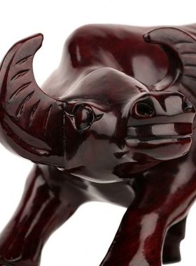 红木雕刻工艺品十二生肖牛摆件 家居客厅玄关摆设实木质华尔街牛