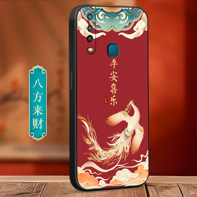 适用vivoy3s直边手机壳v1901a全包保护套vovoy17软硅胶新款外壳vivi维沃u3x防摔男女民族风y15超好看y3时尚潮