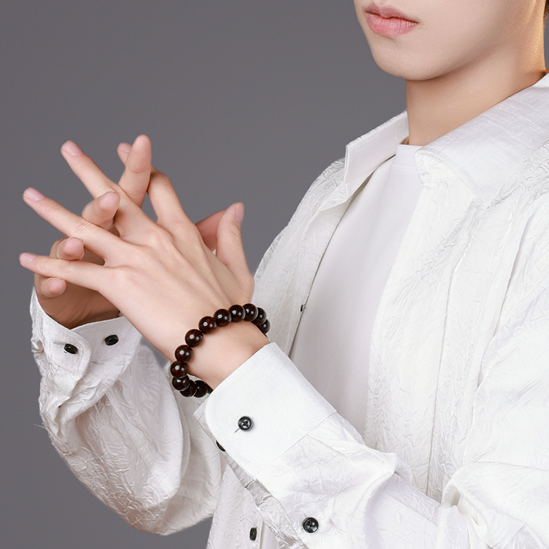 月印百川老料满金星印度小叶紫檀手串男士1.2佛珠念珠文玩女手链 - 图2