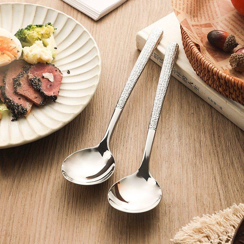 韩式锤纹重工304不锈钢吃饭勺汤匙餐勺喝汤勺韩式拌饭勺子轻奢款,淘宝优惠券,粉丝福利购,淘宝优惠卷