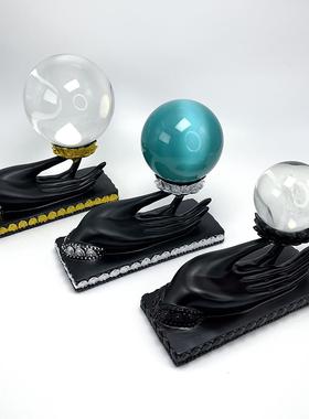 佛手莲花树脂水晶球底座置物展示架矿标原石支架球托球架圆球