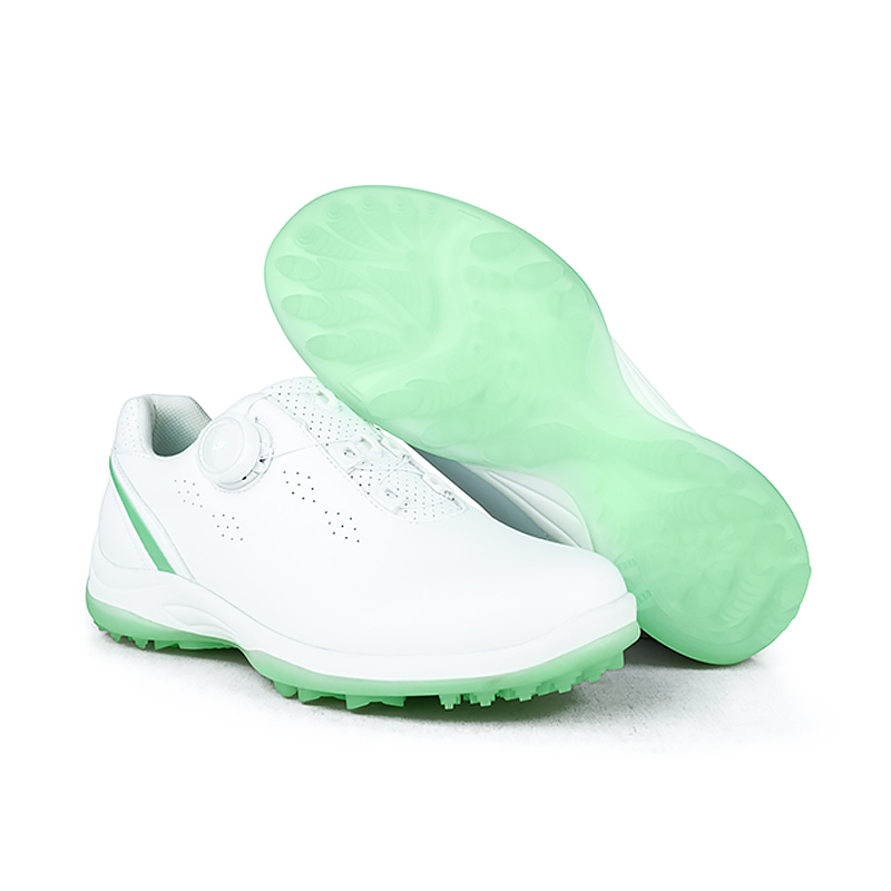 高尔夫球鞋女士防水防滑深齿鞋钉运动鞋旋钮鞋带透气超纤皮女鞋子 - 图1