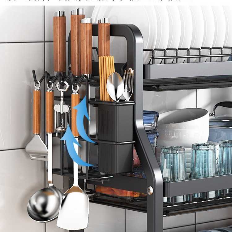 Kitchen good storage rack home desktop storage multi-layer multi-functional cupboard layered draining bowls and chopsticks knife and fork rack