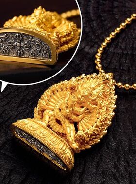 藏传大威德金刚民族风藏式吊坠项链国潮转运平安挂坠车载摆件礼物