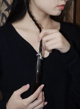 新款一朵海棠花银色设计马尾发扣发钩饰礼物发饰