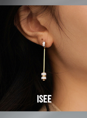ISEEJewelry现货简约设计职场百搭珐琅耳钉时光枪