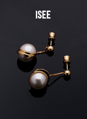 ISEEJewelry现货流光错位珍珠耳坠耳钉半珠拼接款简约气质不撞款