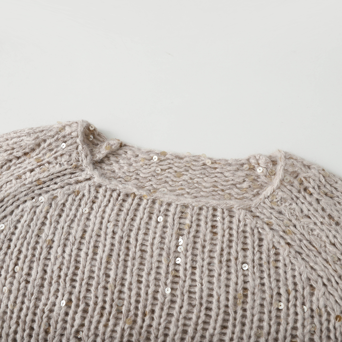 木岸muan定制480克100%纯棉亮片毛衣宽松保暖针织衫女CQ-ZZ-82568 - 图1