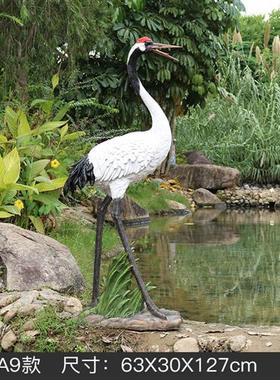 大型仿真户外花园仙鹤丹顶鹤动物玻璃钢雕塑别墅假山水池装饰摆件