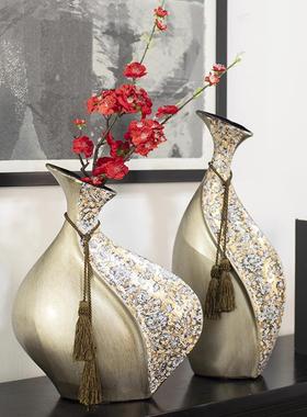 柏梵创意高档陶瓷花瓶摆件客厅电视柜玄关覆古干 干燥花聚财工艺