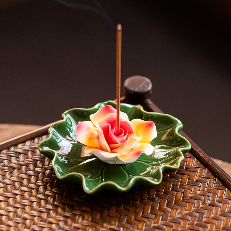 陶瓷莲花线香香插香座创意卧香炉家用艺术禅意檀香炉香薰炉供佛,淘宝优惠券,粉丝福利购,淘宝优惠卷