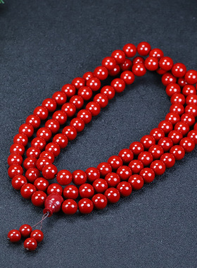 天然正品辰砂朱砂108颗佛珠本命年转运珠手串紫金砂多圈手链礼物