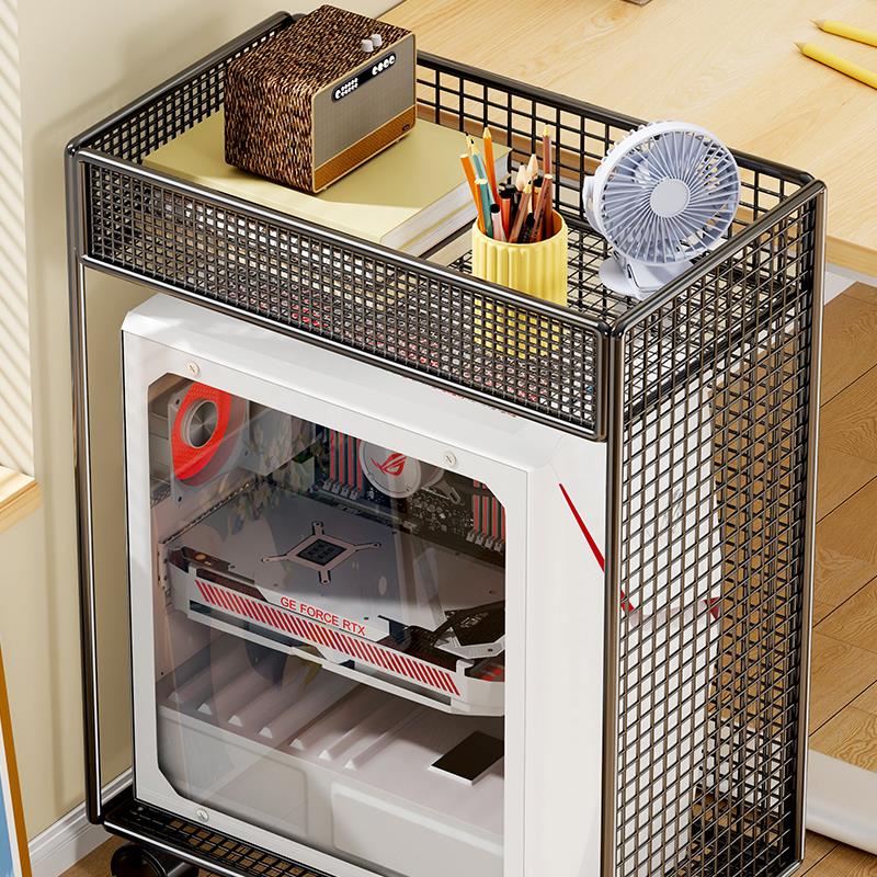 Host bracket rack computer mobile chassis touch base cooling double-layer lower chassis placement cabinet double-layer storage rack