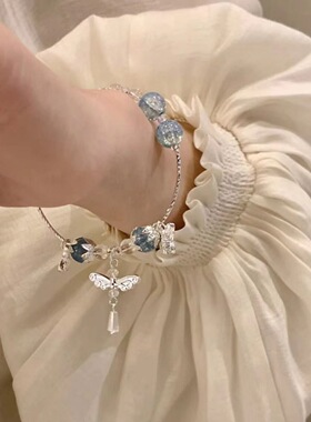 新款小众森系清冷感渐变爆花琉璃串珠手链潮百搭简约轻奢手饰