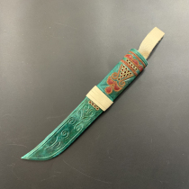 Yingji Sand Small Knife Special Knife Sheath Sheepskin Pure Hand Sewn Genuine Leather Green Knife Sleeve Origin Straight Hair