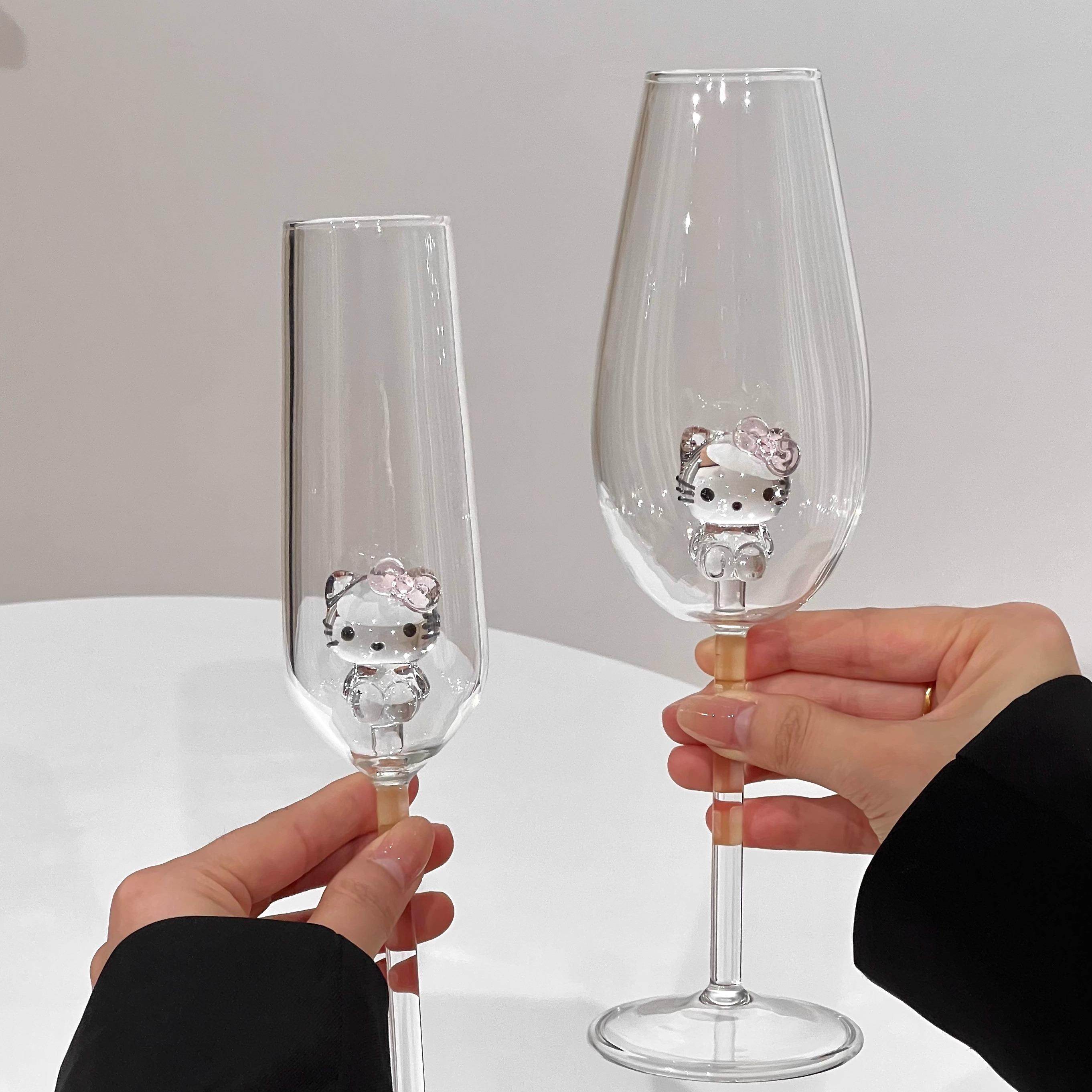 高硼硅立体KT猫高脚杯卡通家用高颜值玻璃杯创意送礼香槟红酒杯,淘宝优惠券,粉丝福利购,淘宝优惠卷