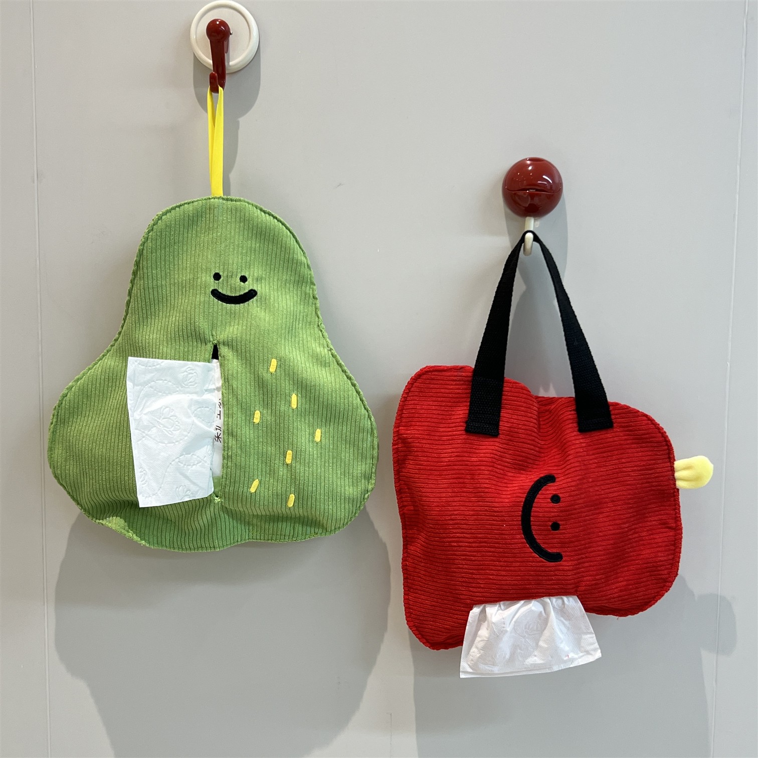 可爱苹果梨纸巾袋壁挂式抽纸盒卫生间收纳悬挂纸抽盒车载纸巾袋 - 图0