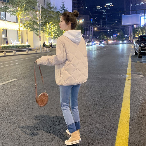 菱格轻薄羽绒服女短款2022年冬季新款保暖内胆薄款小个子无领外套 - 图0