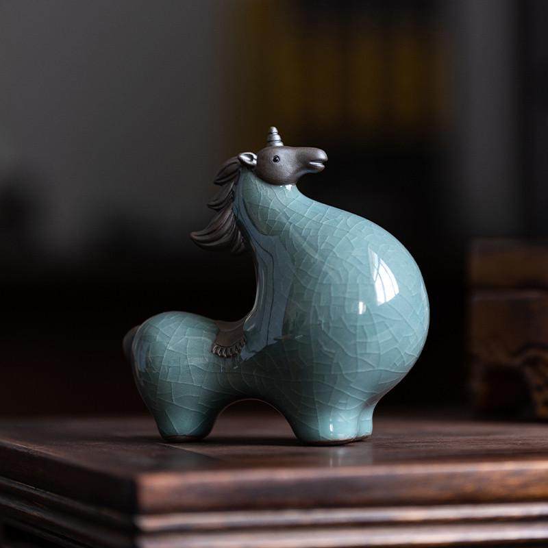 陶瓷唐马摆件新中式家居客厅玄关桌面装饰品办公桌面生肖马摆设,淘宝优惠券,粉丝福利购,淘宝优惠卷