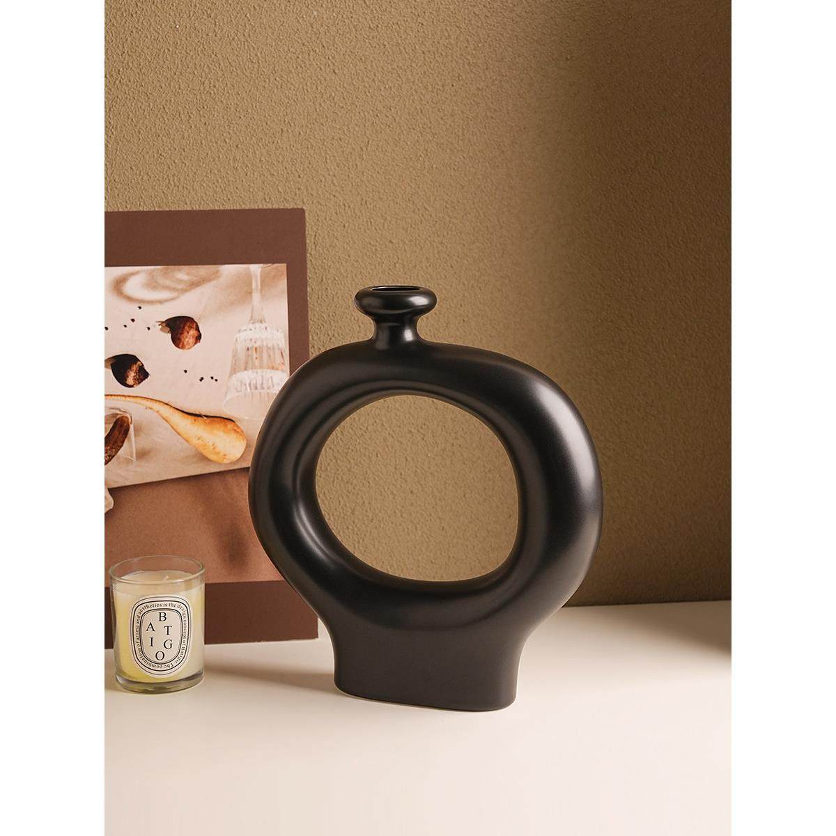 中古简约陶瓷花瓶摆件客厅插花轻奢高级感民宿桌面电视柜装饰花器,淘宝优惠券,粉丝福利购,淘宝优惠卷