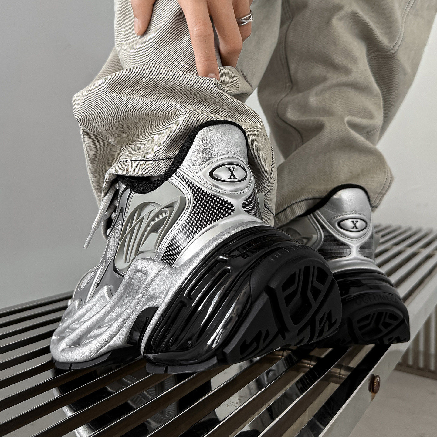 黑武士机甲老爹鞋男女2026春季新款厚底增高鞋复古百搭运动休闲鞋,淘宝优惠券,粉丝福利购,淘宝优惠卷