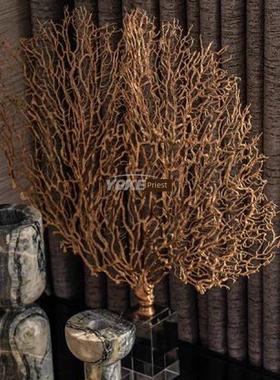 新中国风易接近豪华风格入口凸窗软装饰书房书桌书桌艺术品工艺品