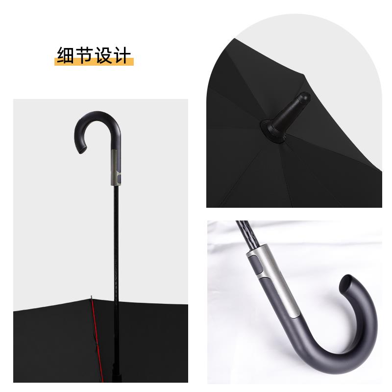 8骨自动长雨伞加大加固结实纤维伞骨抗风暴雨男女通用弯钩长柄伞 - 图1