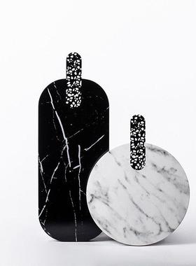 北欧轻奢大理石纹砧板摆件样板房橱柜装饰品酒店会所面包板摆设品