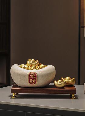 新的中国风创意幸运猫聚宝盆装饰品家居装饰品客厅屏风酒柜装饰品