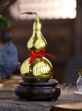 纯铜葫芦摆件开口铜葫芦大小号八卦百草明咒葫芦挂件