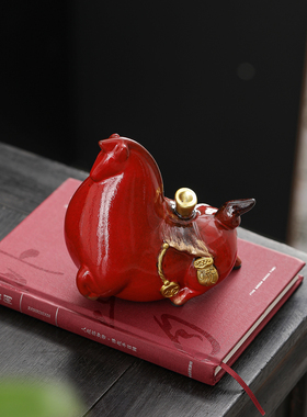 招财唐马陶瓷摆件马上有钱红色家居客厅装饰生肖马工艺品新年礼物