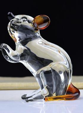 生肖鼠摆件水晶十二生肖招财能量吉祥物办公室客厅玄关装饰小礼品