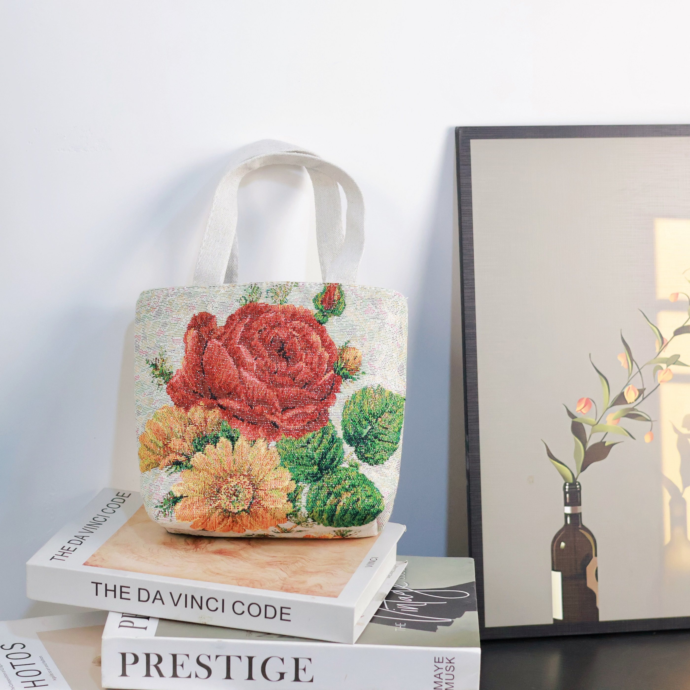 新款可爱双面刺绣帆布手提包拉链外出百搭上班小拎包便携手机包,淘宝优惠券,粉丝福利购,淘宝优惠卷