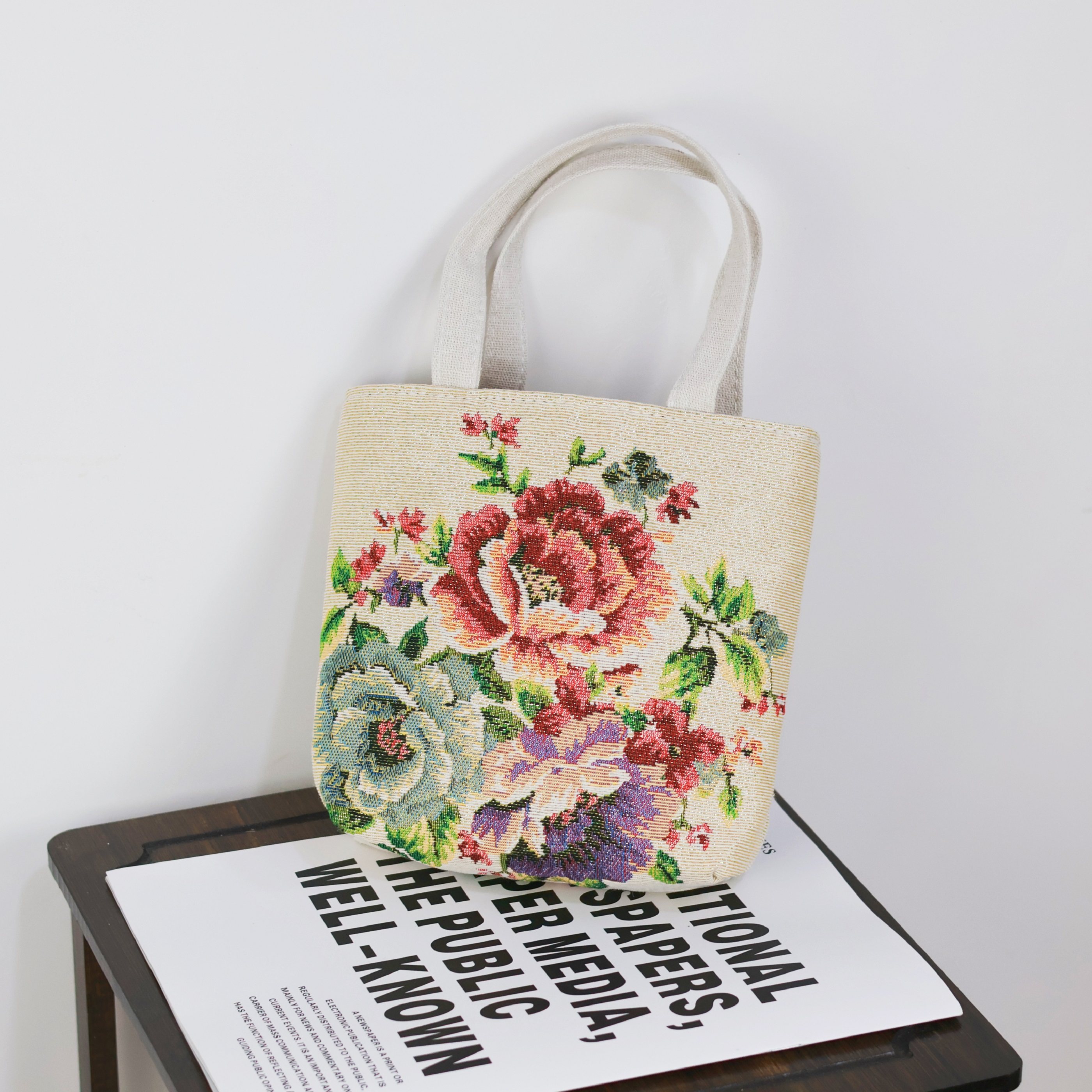 双面刺绣帆布包手提包手拎外出百搭精致化妆包手机包上班小拎包,淘宝优惠券,粉丝福利购,淘宝优惠卷