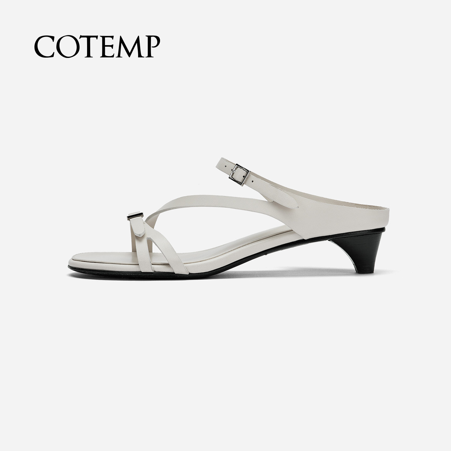 cotempBahati Kaha 26SS新款圆头方扣绑带小猫跟凉鞋子女