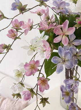 厂家直销档仿真花 3D打印垂丝茉莉花藤 客厅装饰花壁挂橱窗假花