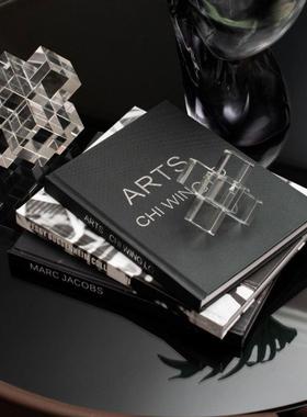 黑白灰色外文装饰真书简约现代风格样板房售楼处摄影造景陈列摆件