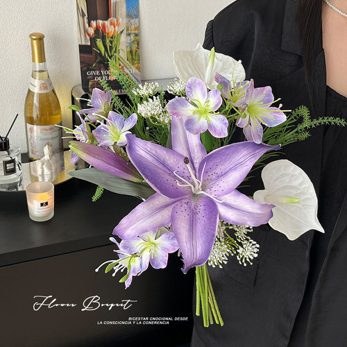 法式轻奢手札仿真花花束客厅高端摆花卧室餐桌假花装饰花摆件绢花 - 图1